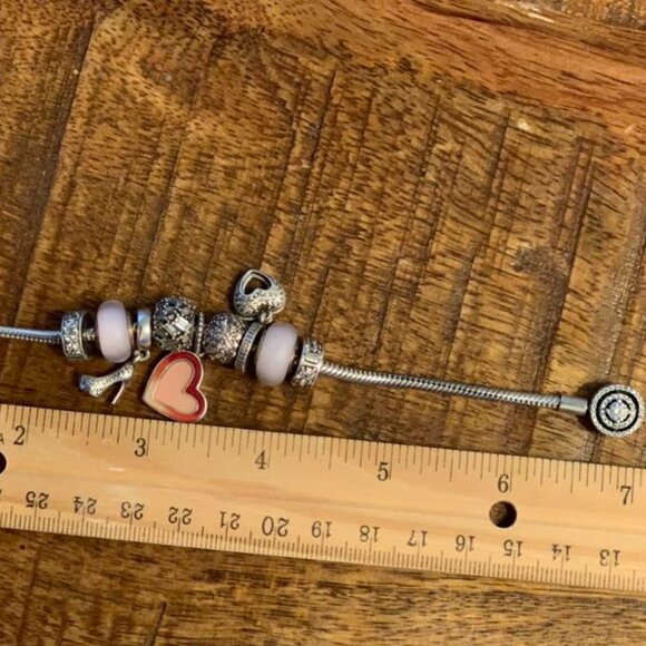 Pandora Moments Halo Snake Chain Bracelet with 9 charms - Picture 4 of 5